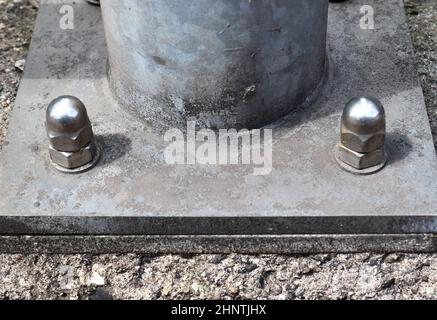 Detaillierte Nahaufnahme auf Metall Schrauben in hoher Auflösung Stockfoto