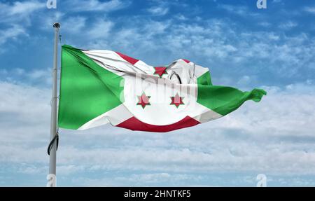 Burundi Flagge - realistische wehende Stoff Flagge Stockfoto