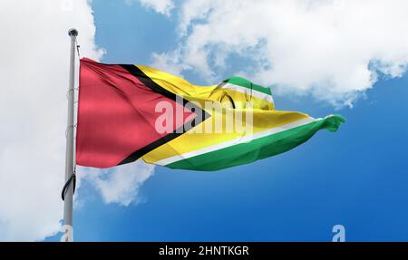 Guyana Flagge - realistische wehende Stoff Flagge Stockfoto