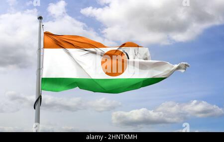 Niger Flagge - realistische wehende Stoffflagge Stockfoto