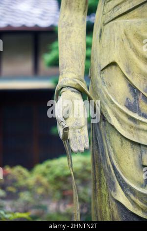 Die Ansicht der rechten Hand der Göttin Benzaiten in Varada mudra bedeutet Opfergabe, Begrüßung, Nächstenliebe, Geben, Mitgefühl und Aufrichtigen. Toganji-Tempel Stockfoto