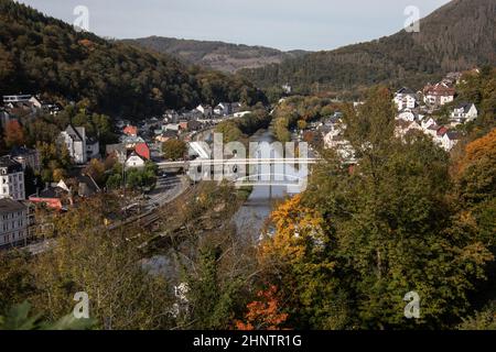 Altena Stadtzentrum an der Lahn Stockfoto