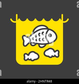 Fische in einem Teich oder Aquarium Glyphe Symbol. Tierschild am Bauernhof. Graph-Symbol für Ihr Website-Design, Logo, App, UI. Vektorgrafik Stockfoto