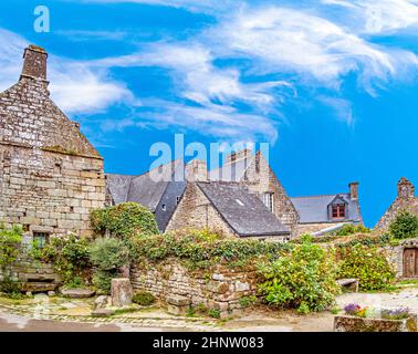 Schöne Häuser in Locronan, Bretagne, Frankreich Stockfoto