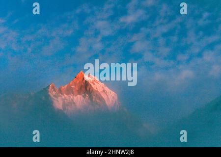 Sternenhimmel über Machhepuchare und Annapurna Base Camp - Nepal, Himalaya Stockfoto
