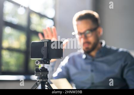 Virtuelle Online-Schulungskonferenz. Lernen Sie Den Learning Coach Kennen Stockfoto