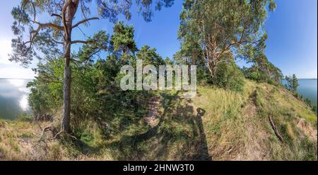 Klippenlandschaft in Usedom bei Glitz mit Blick auf die ostsee Stockfoto