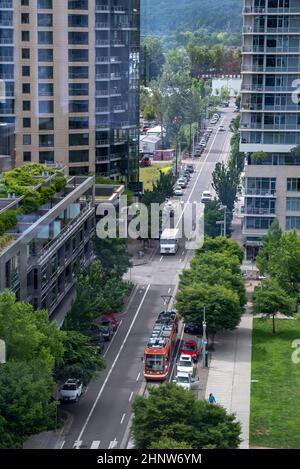 Straßenbahn, Bond Avenue, Portland, Oregon. Stockfoto