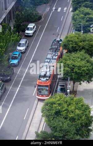 Straßenbahn, Bond Avenue, Portland, Oregon. Stockfoto