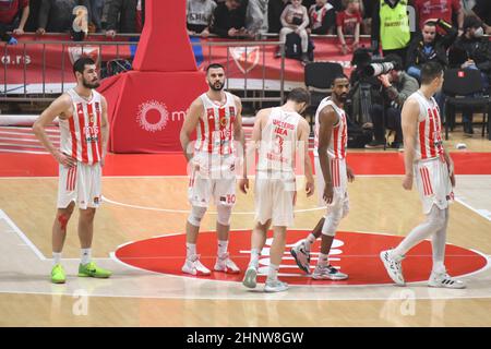 Nate Wolters, Nikola Kins, Branko Lazic. Red Star Belgrade. Euroleage Basketball 2021-22 Stockfoto