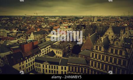 Anzeigen von Gent von der Höhe, Detail von Belgien, Tourismus Stockfoto