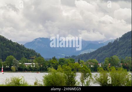 Landschaft rund um den Großen Alpsee, einem See in der Nähe von Immenstadt in Bayern, Deutschland Stockfoto