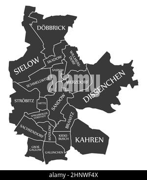 Cottbus Stadtplan Deutschland DE beschriftete schwarze Illustration Stockfoto