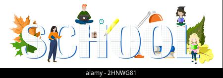 Schule Konzept Panorama Web-Vorlage für Werbung - Vektor-Illustration Stockfoto