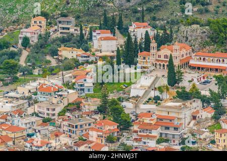 Stadtbild Luftaufnahme von palamidi Fort von nafplion Stadt, peloponnes, griechenland Stockfoto