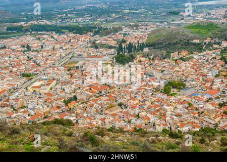 Stadtbild Luftaufnahme von palamidi Fort von nafplion Stadt, peloponnes, griechenland Stockfoto