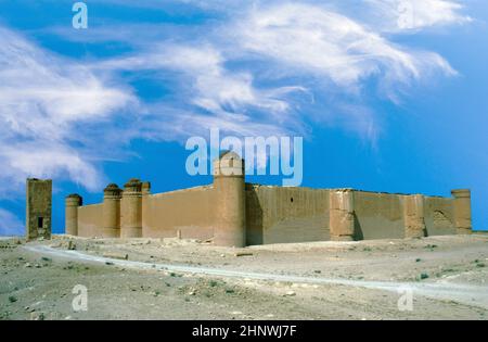 Qasr al-Hayr al-Sharqi Schloss in der syrischen Wüste in AlSukhnah, Syrien. Es wurde von der Umayyad Kalif Hisham ibn Abd al-Malik in 728-29 CE in einem gebaut Stockfoto