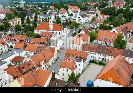 Blick auf das mittelalterliche Dorf Freising in Bayern Stockfoto