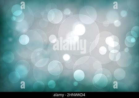 Abstrakt Verlauf grün hell türkis blau glänzend verschwommen Hintergrund Textur mit kreisförmigen Bokeh Lichter in sanften Farben Stil. Wunderschöne Kulisse. Spac Stockfoto