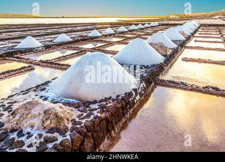 Salzraffinerie, Saline aus Janubio, auf Lanzarote, Spanien Stockfoto