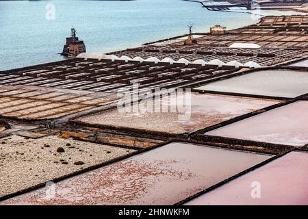 Detail von Salz Becken in Salinas de Janubio Lanzarote Stockfoto