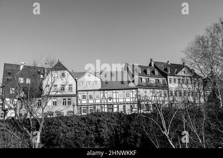 Schöne Fachwerkhäuser in Frankfurt-Hoechst Stockfoto