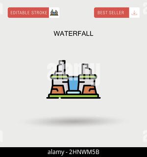 Einfaches Vektorsymbol „Wasserfall“. Stock Vektor