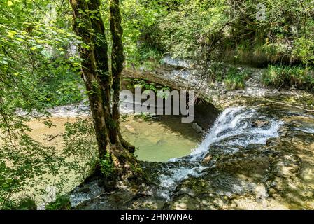 Cascades du Herisson, Wasserfälle des Herisson im französischen Jura Stockfoto