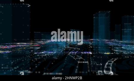Futuristische Smart Digital City. Smart City Und Technology Business Concept Stockfoto