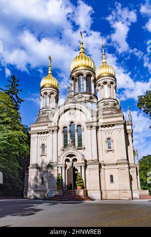 Alte traditionelle russische orthodoxe Kapelle in Wiesbaden, Deutschland Stockfoto