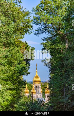 Alte traditionelle russische orthodoxe Kapelle in Wiesbaden, Deutschland Stockfoto