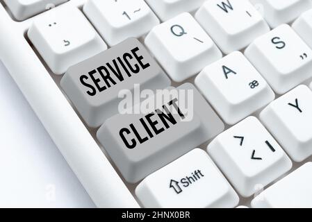 Konzeptionelle Bildunterschrift Service Kunde, Geschäftsübersicht Kundenzufriedenheit und Bedürfnisse effizient behandeln abstrakte Schreibkraft Üben Speed Typing Stockfoto