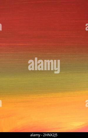 Art gemalte Hintergrundstruktur rot, orange, gelb und grün. Abstrakte Ölfarbe Textur auf Leinwand. Grungen Hintergrund. Stockfoto