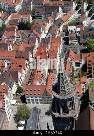 Vogelperspektive über Ulm, Schuß aus dem Turm des Münsters auf Tagfahrlicht Stockfoto