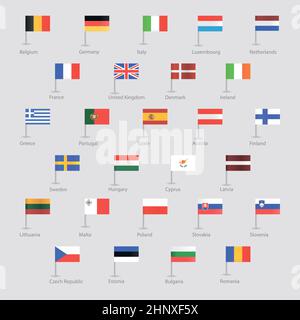 Die Flaggen der EU-Länder legen EPS 10 fest Stockfoto