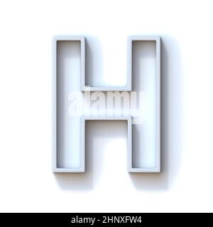 Graue extrudierte umrissene Schriftart mit schattiger 3D-Darstellung von Letter H auf weißem Hintergrund Stockfoto