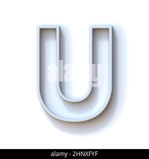 Grau extrudierte umrissene Schriftart mit schattiger 3D-Darstellung von Letter U auf weißem Hintergrund isoliert Stockfoto