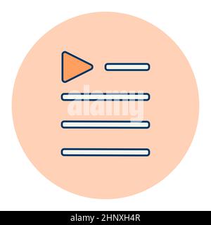 Flach-Symbol für Farbvektoren der Musik-Wiedergabeliste. Musiksymbol, Musiksymbol mit Herzzeichen. Musikalische Note Symbol und Lieblings-, wie, Liebe, Pflege Symbol Stockfoto