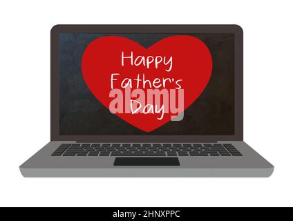 Alles gute zum Vatertag. Motivierendes Zitat auf einem Laptop Stockfoto