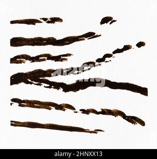 Beispiel für Aquarell-Maltechnik handgezeichnet in Sepia-Farbe auf texturiertem weißem Papier aus nächster Nähe - Aquarell-Pinselstriche Stockfoto