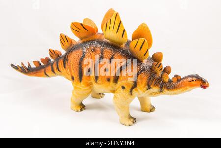 Stegosaurus Dinosaurier Spielzeug Modell, auf weißem Hintergrund Stockfoto