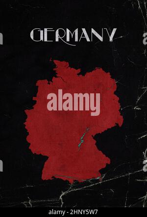 Minimalistische Karte und der Name Deutschland Design mit Grunge Metall reichen und bunten und trendigen Design schaffen mit Vintage-Stil. Poster für Cover, Wand Stockfoto