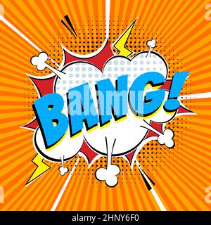 Comic-Schriftzug Sprechblase für Emotionen mit Text BANG Comic-Stil flaches Design. Stock Vektor