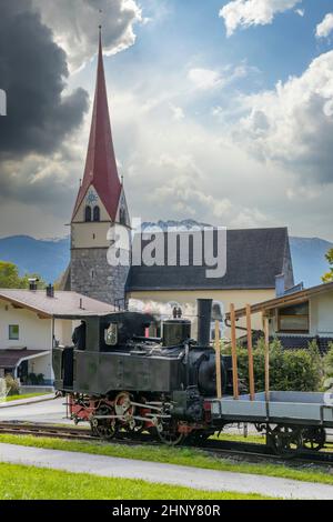 Historische Dampflokomotive, Achensee-Seenbahn, Tiro, Österreich Stockfoto