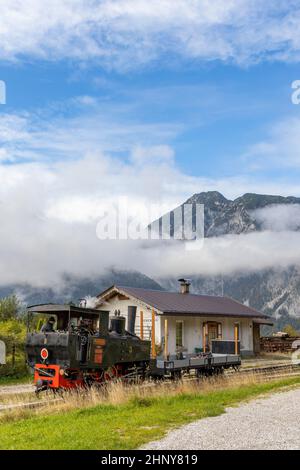 Historische Dampflokomotive, Achensee-Seenbahn, Tiro, Österreich Stockfoto