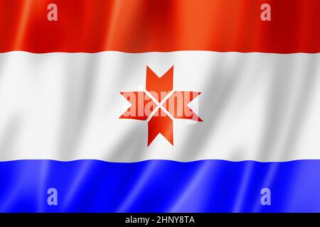 Mordovia Staat - Republik - Flagge, Russland winkende Banner Sammlung. 3D-Illustration Stockfoto