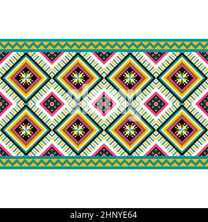 Bunte geometrische ethnische orientalische Muster traditionelle Design für Hintergrund, Teppich, Tapete, Kleidung, Verpackung, Batik, Stoff, Illustration Stickerei Stockfoto