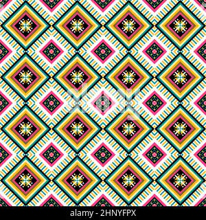Bunte geometrische ethnische orientalische Muster traditionelle Design für Hintergrund, Teppich, Tapete, Kleidung, Verpackung, Batik, Stoff, Illustration Stickerei Stockfoto