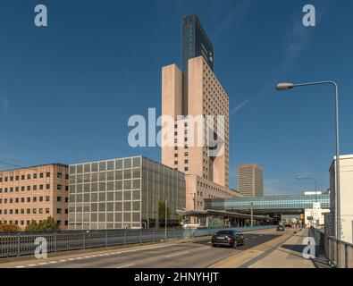 Torhaus Skyscraper, Exhibition Grounds Administration, Frankfurt, Deutschland Stockfoto