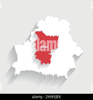 Weiße Weißrussland und Minsk Karte auf grauem Hintergrund, Vektor, Illustration, eps 10 Datei Stock Vektor